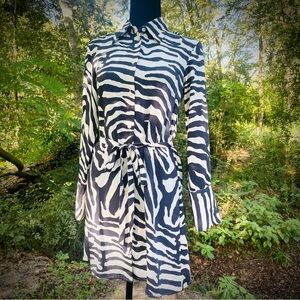 H&M Tiger Gray Striped Pattern Dress Size XS